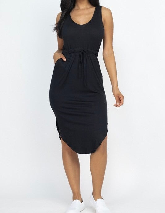 Brooke Side Pockets Sleeveless Dress | Black