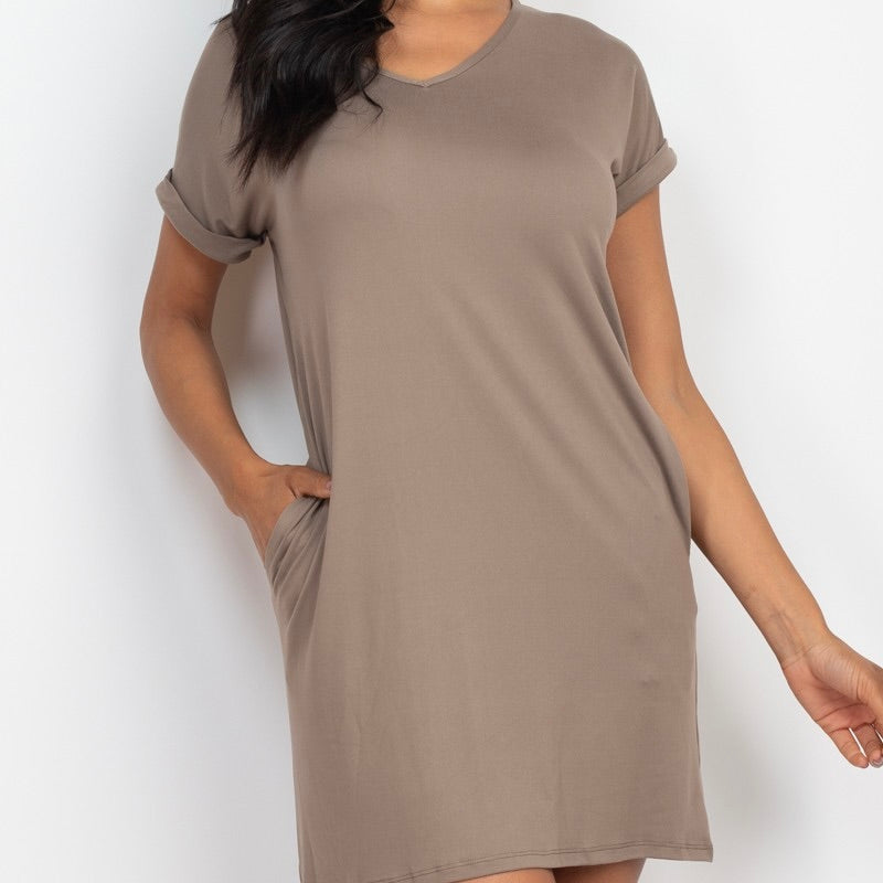 V-neck T-shirt pocket Dress