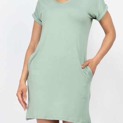 V-neck T-shirt pocket Dress
