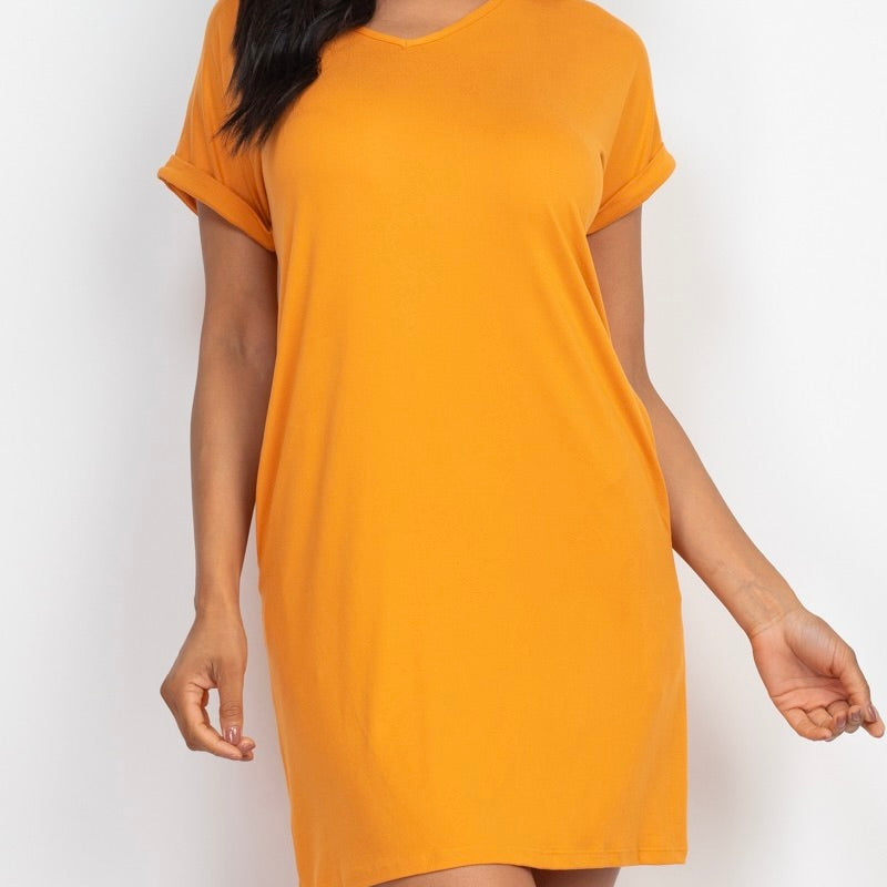 V-neck T-shirt pocket Dress