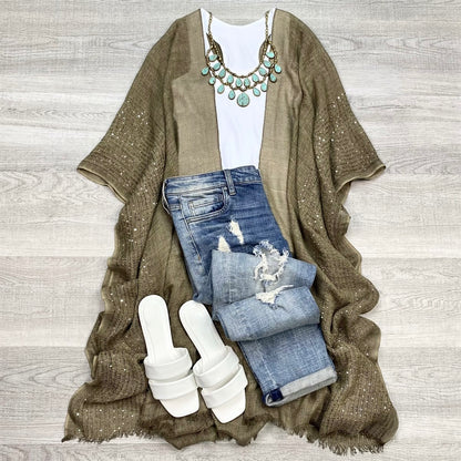 Luz Silver Sequin Kimono