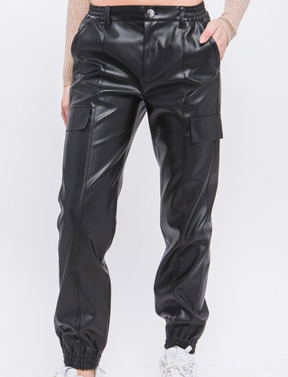 Cargo Faux Leather Joggers