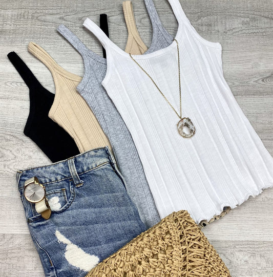 Ribbed Scoop neck Tank Top