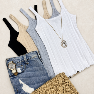 Ribbed Scoop neck Tank Top