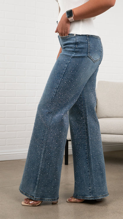 Crystal FLARE High-Waisted Sparkle Jeans Must Have 32" Inseam