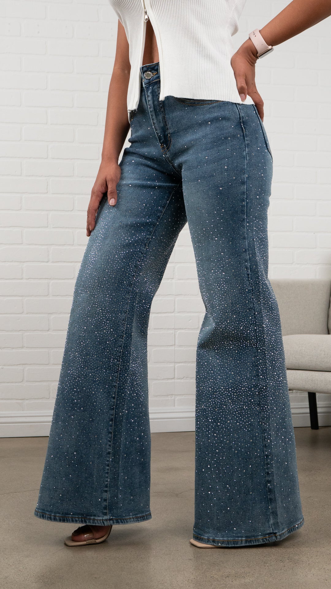 Crystal FLARE High-Waisted Sparkle Jeans Must Have 32" Inseam