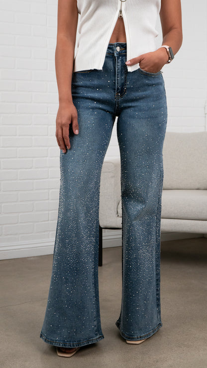 Crystal FLARE High-Waisted Sparkle Jeans Must Have 32" Inseam