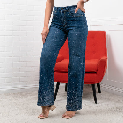 Luz Sparkle High waisted rhinestone jeans 30" INSEAM