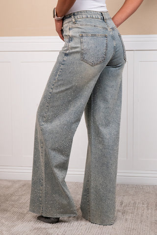 Angelique Mid rise rhinestone jeans