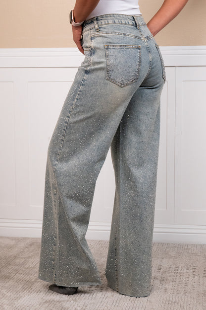 Angelique Mid rise rhinestone jeans