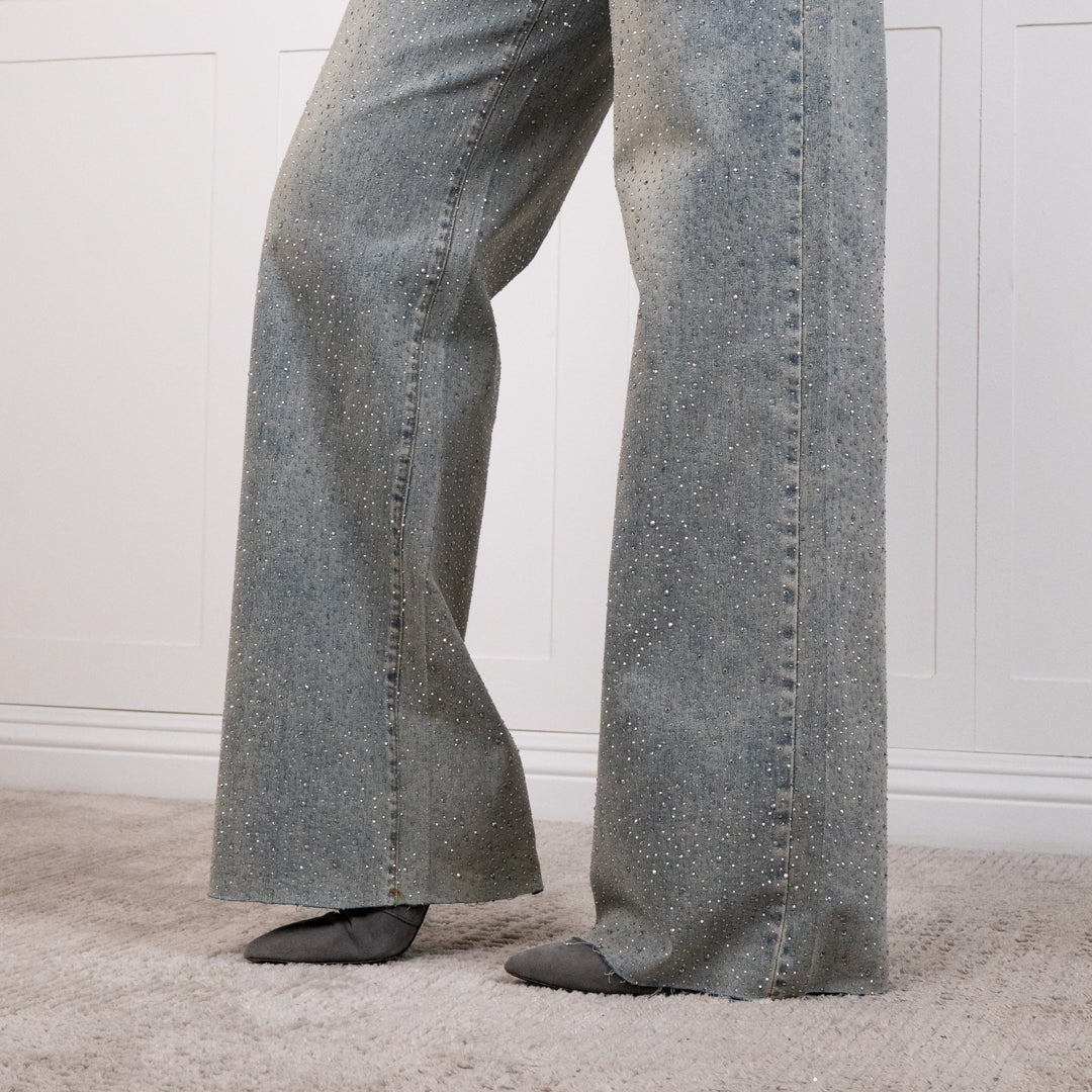 Angelique Mid rise rhinestone jeans