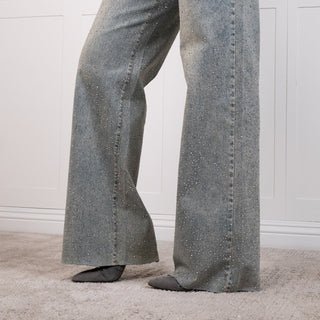 Angelique Mid rise rhinestone jeans