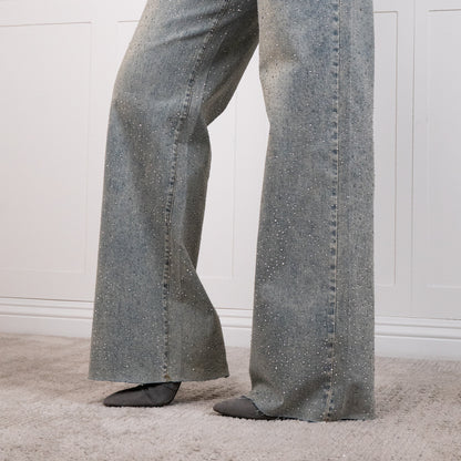 Angelique Mid rise rhinestone jeans