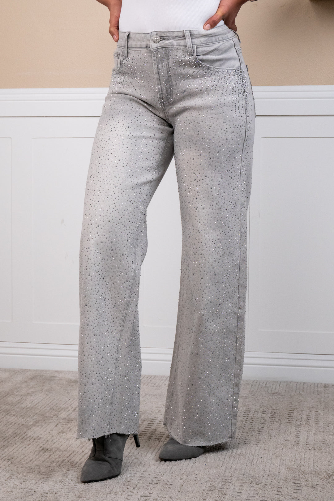 Angelique Mid rise rhinestone jeans