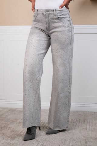 Angelique Mid rise rhinestone jeans