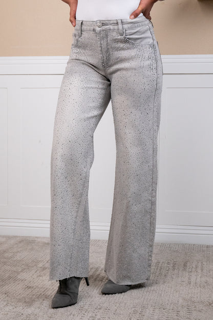 Angelique Mid rise rhinestone jeans