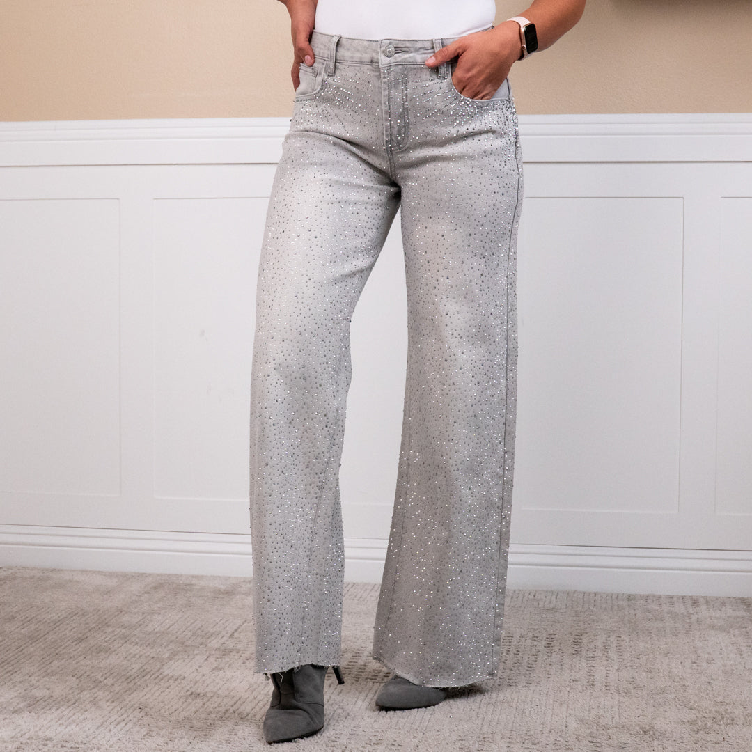 Angelique Mid rise rhinestone jeans