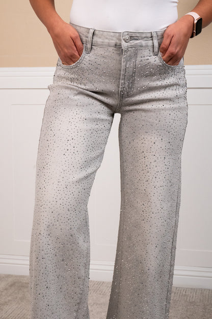 Angelique Mid rise rhinestone jeans