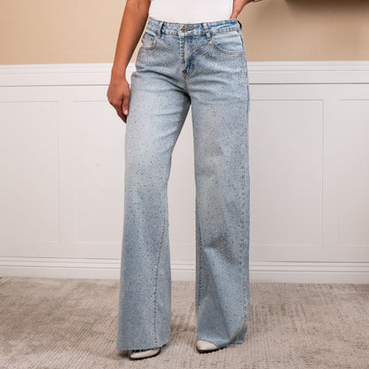 Angelique Mid rise rhinestone jeans