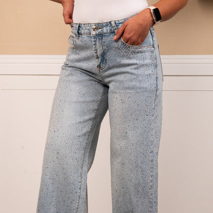 Angelique Mid rise rhinestone jeans