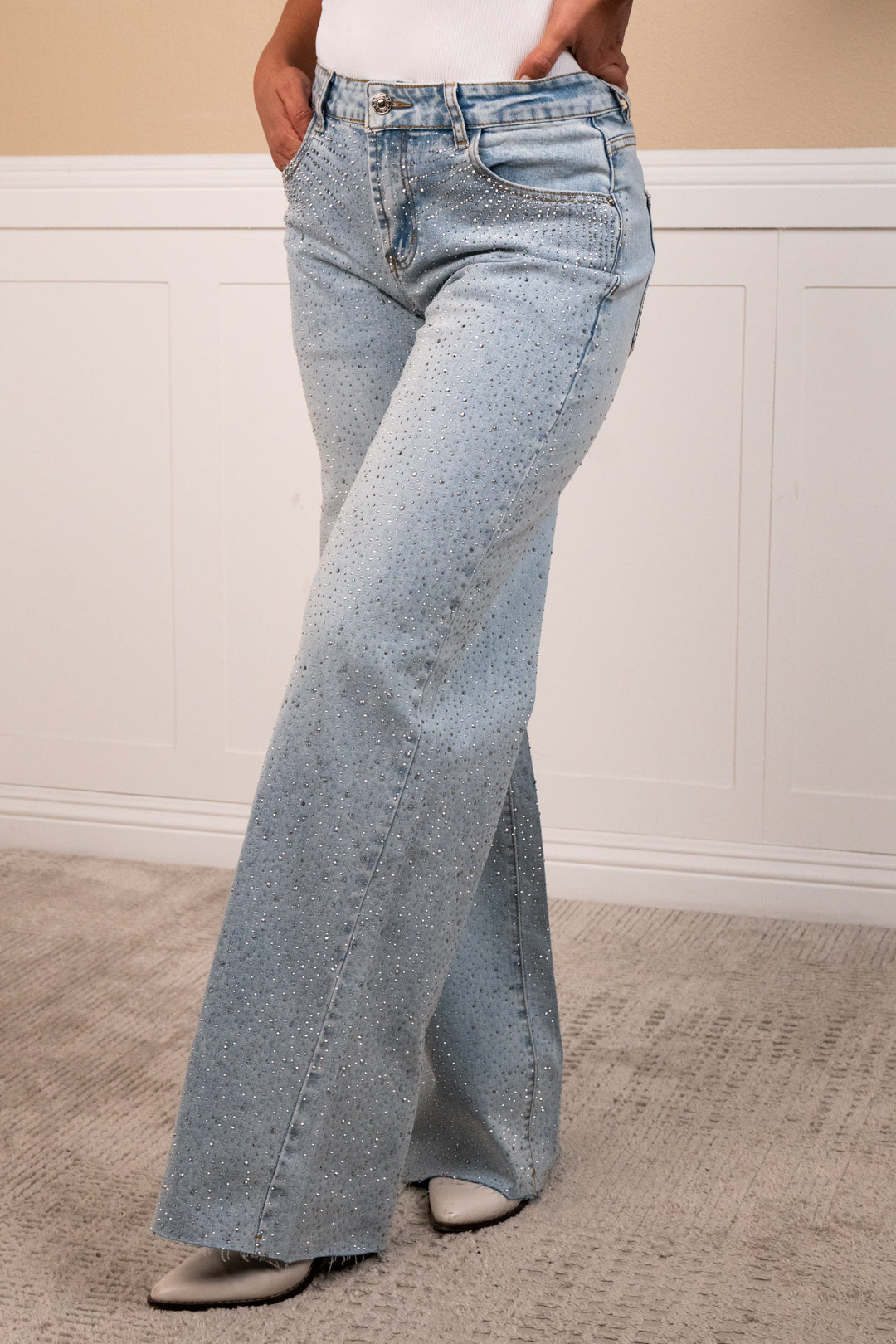 Angelique Mid rise rhinestone jeans