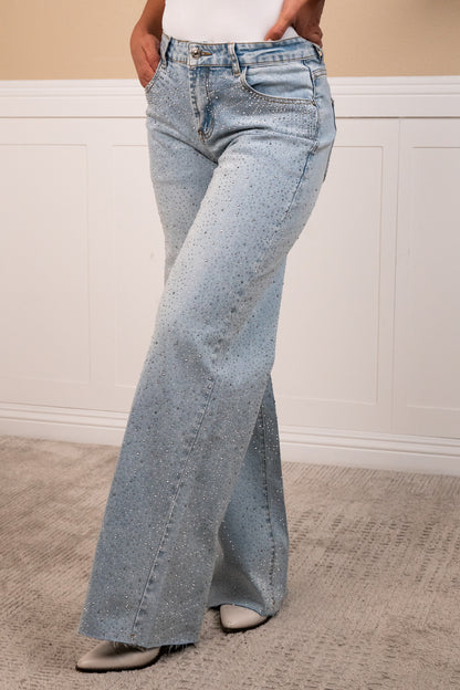 Angelique Mid rise rhinestone jeans
