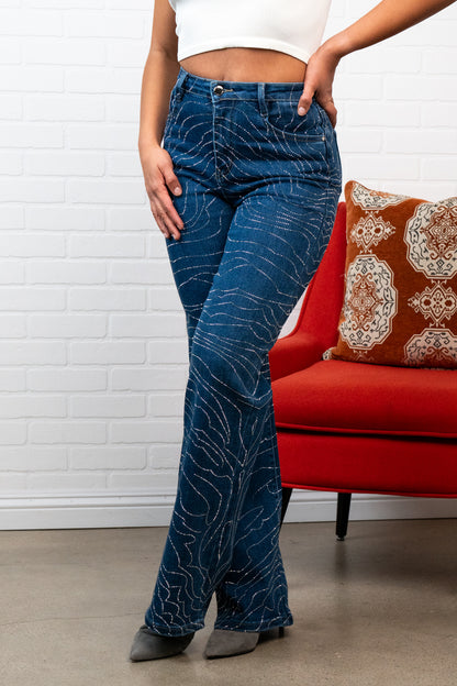 Natalia Straight-Leg Jeans – Sparkly High Waisted Denim, Boho Western Style