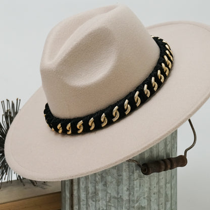 Alicia Fedora Hat with Braided Chain Band Accent