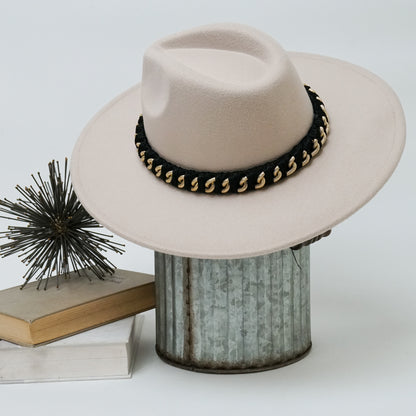 Alicia Fedora Hat with Braided Chain Band Accent
