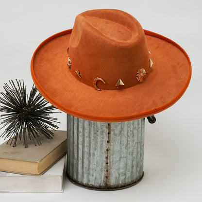 Alondra Wide Brim Fedora Hat with Pendant Charm