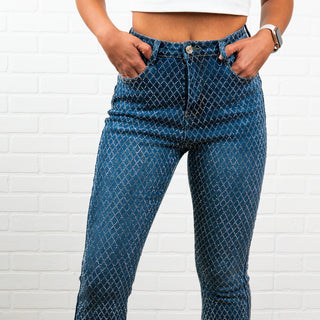 Bella Rhinestone Flair bottom Jeans – Sparkly High Waisted Denim, Boho Western Style