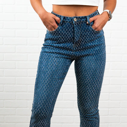 Bella Rhinestone Flair bottom Jeans – Sparkly High Waisted Denim, Boho Western Style