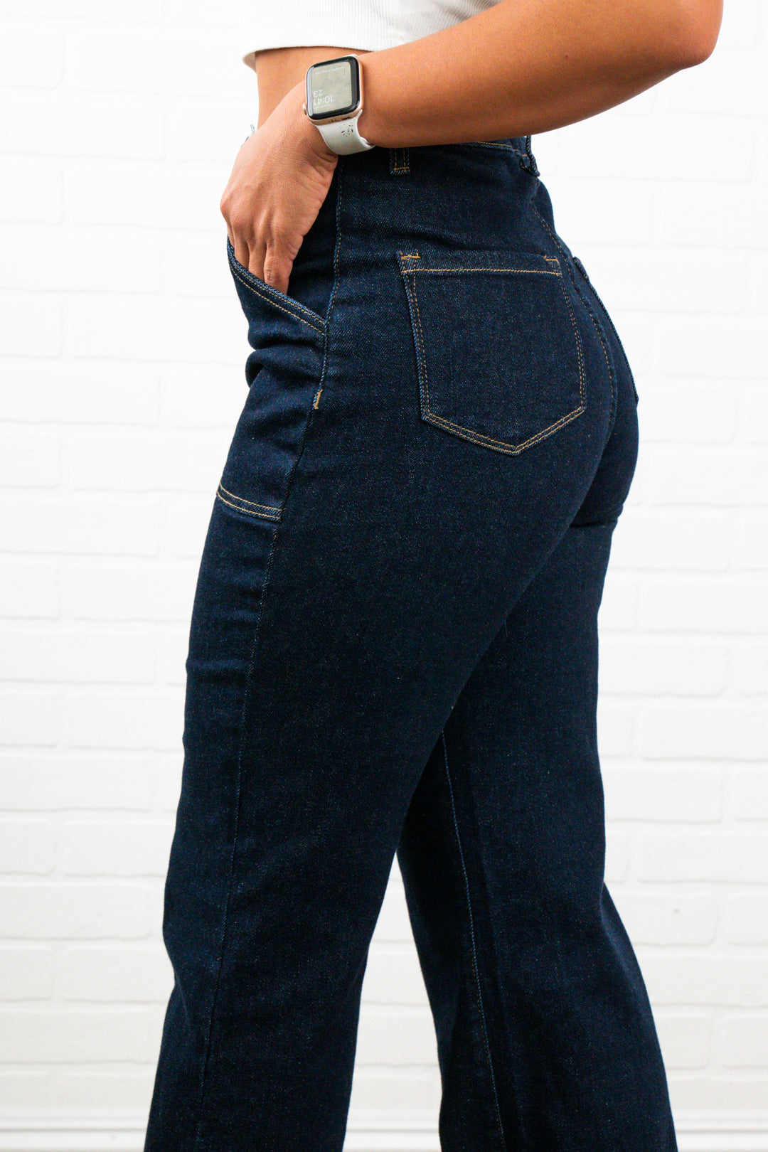 Jamelia Cuffed High Waisted Wide Bottom Jeans