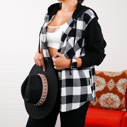 Comfy Brooke Oversized Hooded Flannel Two-Tone Sleeves comfy flannel Plaid