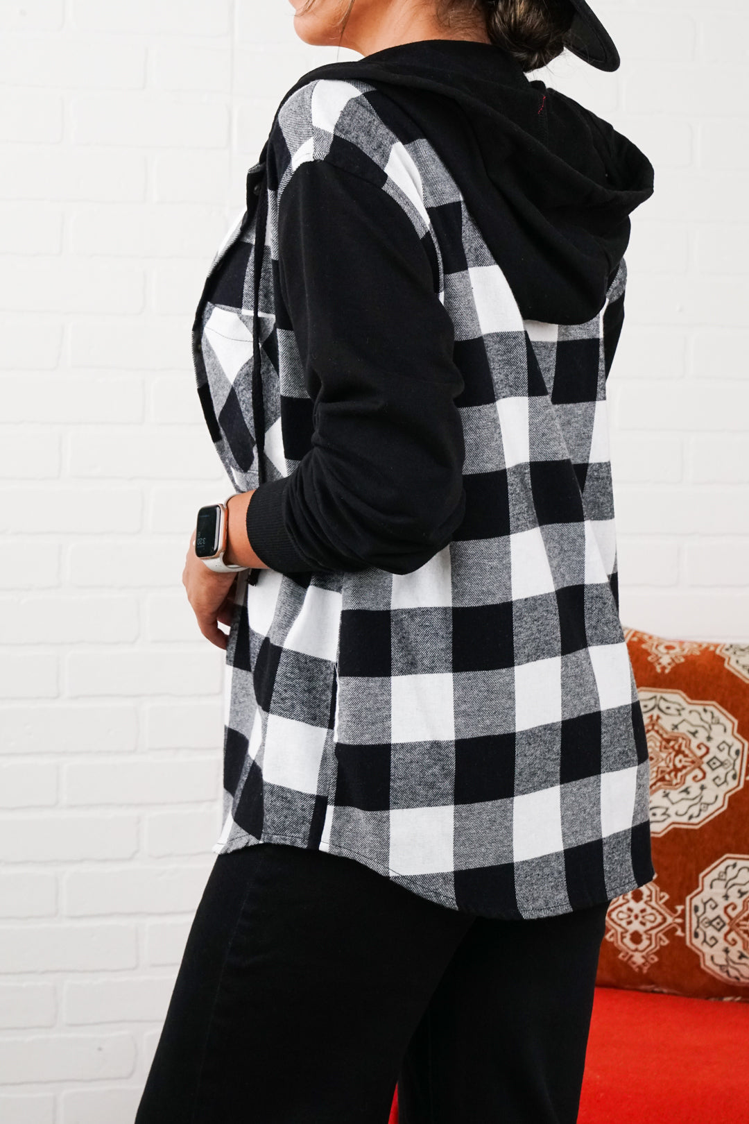 Comfy Brooke Oversized Hooded Flannel Two-Tone Sleeves comfy flannel Plaid