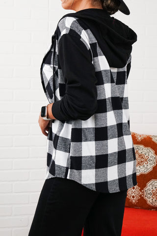 Comfy Brooke Oversized Hooded Flannel Two-Tone Sleeves comfy flannel Plaid