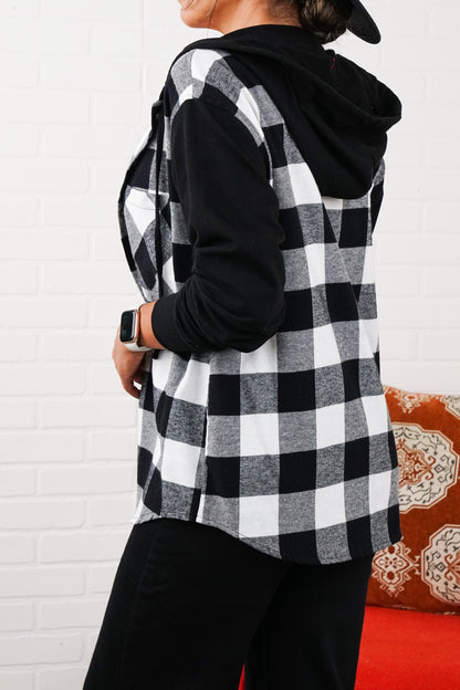 Comfy Brooke Oversized Hooded Flannel Two-Tone Sleeves comfy flannel Plaid