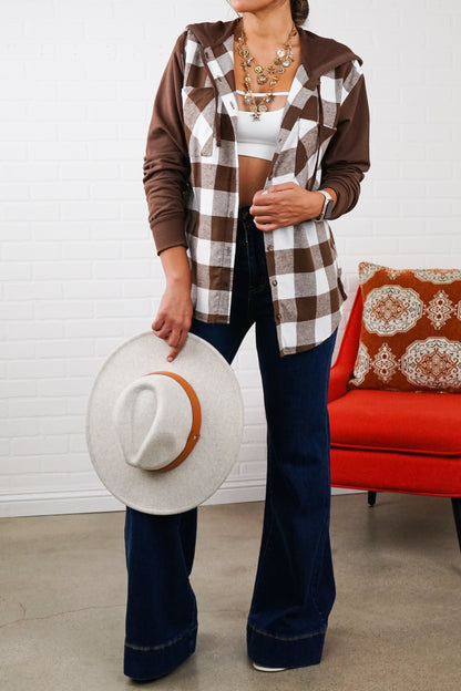 Comfy Brooke Oversized Hooded Flannel Two-Tone Sleeves comfy flannel Plaid