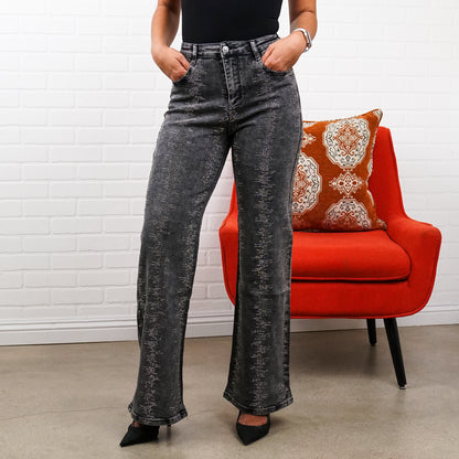 Shelby Rhinestone Straight-Leg Jeans – Sparkly High Waisted Denim, Boho Western Style