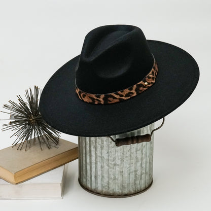Alexia Fedora Hat – Wide Brim with Animal Print Strap