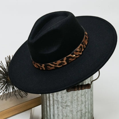 Alexia Fedora Hat – Wide Brim with Animal Print Strap