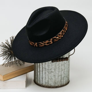 Alexia Fedora Hat – Wide Brim with Animal Print Strap