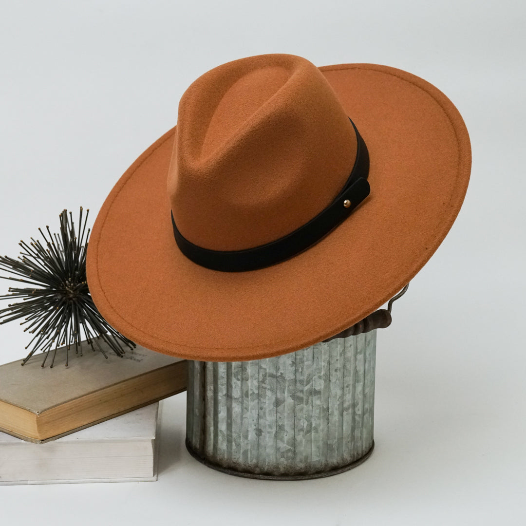 Classic Wide Brim Fedora Hat – Timeless Style with Solid Band Strap