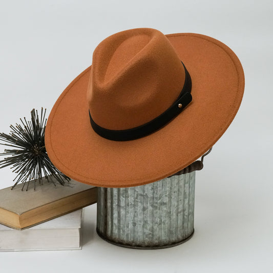 Classic Wide Brim Fedora Hat – Timeless Style with Solid Band Strap