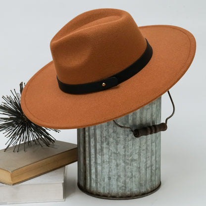 Classic Wide Brim Fedora Hat – Timeless Style with Solid Band Strap