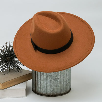 Classic Wide Brim Fedora Hat – Timeless Style with Solid Band Strap