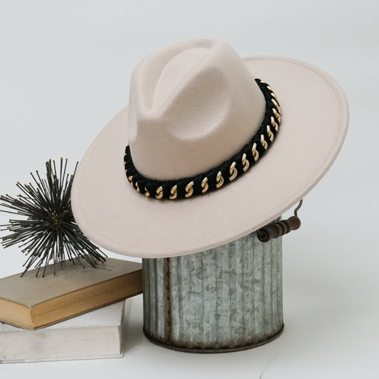Alicia Fedora Hat with Braided Chain Band Accent