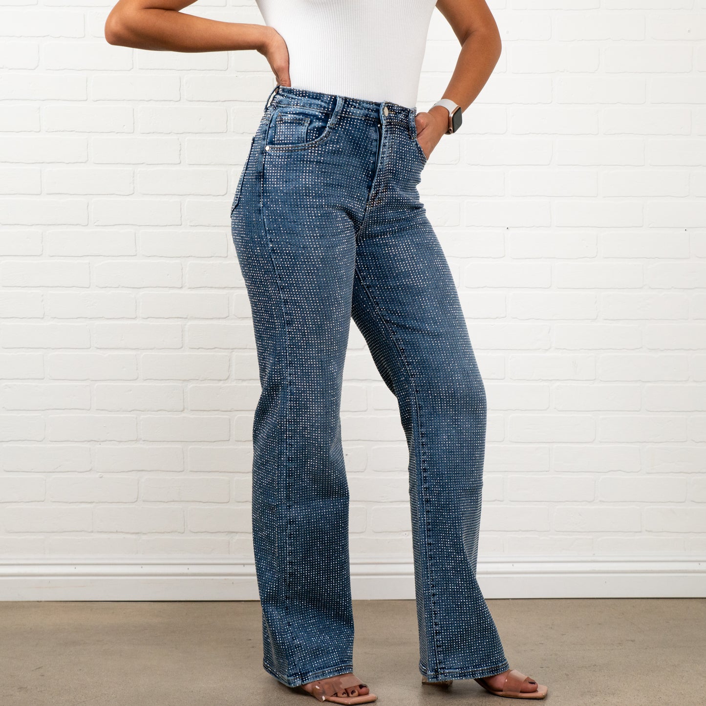 Angel straight leg light wash high waisted denim