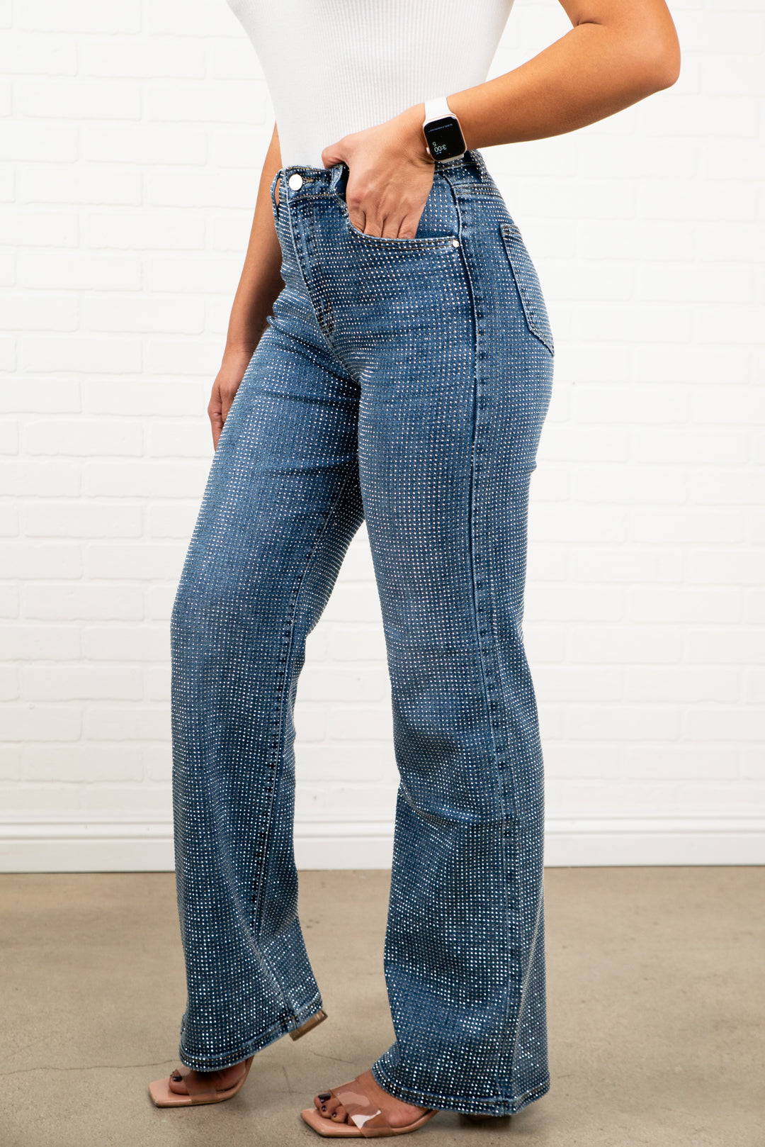 Angel straight leg light wash high waisted denim