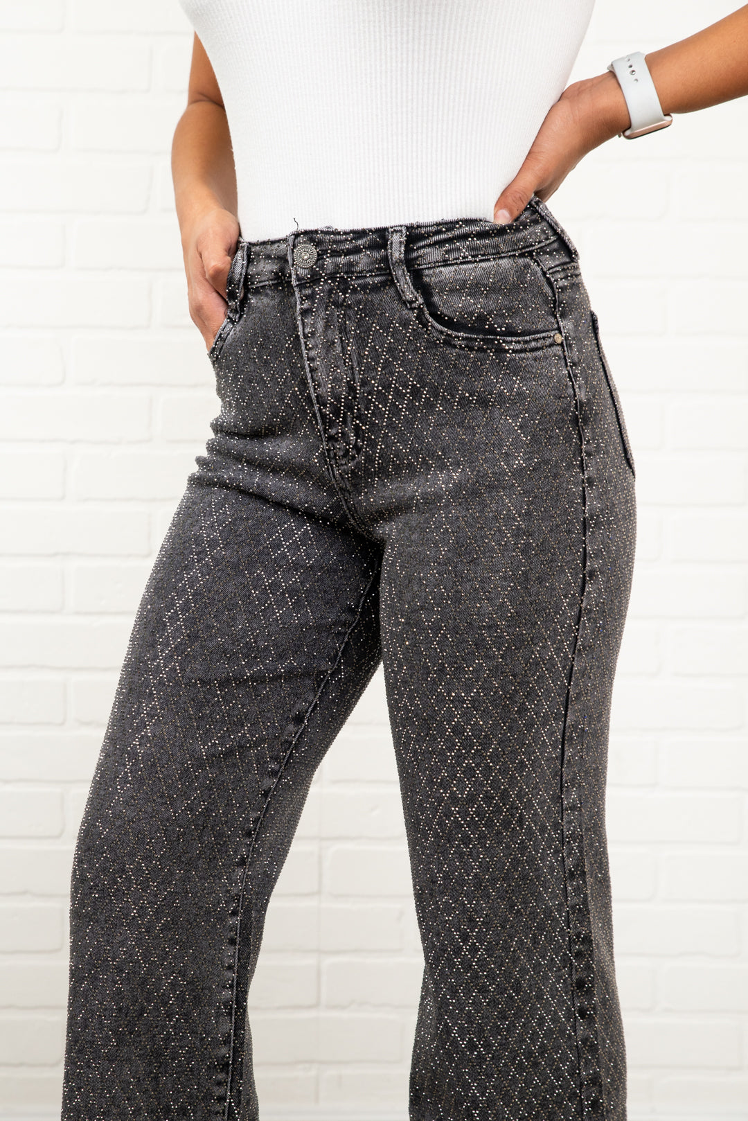 Joy Rhinestone  Straight  JEANS – Sparkly High Waisted Denim, Boho Western Style Holidays